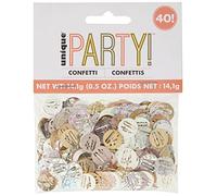 Unique Party - Confeti de Cumpleaños 40 - Diseño de Oro Rosa Glitz (84949)