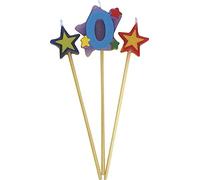 Unique Party- Conjunto de 3 velas de cumpleaños con forma de estrella, número 0 (34040)