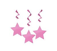 Unique Party - Decoración de techo para colgar de estrellas (Paquete de 3) (One Size) (Rosa)