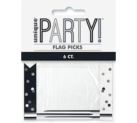 Unique Party - Decoraciones de la Magdalena - Diseño de Negro y Plateado Glitz - Paquete de 6 (83913) , color/modelo surtido