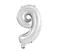Unique Party - Foil Número 9 Globo - 35 cm - Color Plata (56749)
