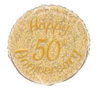 Unique Party - Globo de Aniversario de Bodas de Oro con texto "Happy 50th Anniversary" - 45 cm (55529) , color/modelo surtido
