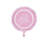 Unique- Pink Globo de fiesta de bebé de 45,72 cm con corazones rosados, Color rosa (73377)