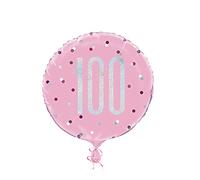 Unique Party - Globo de Cumpleaños 100-45 cm - Diseño de Negro y Plateado Glitz (83352)