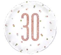 Unique Party - Globo de Cumpleaños 30-45 cm - Diseño de Oro Rosa Glitz (84902)