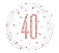 Unique Party - Globo de Cumpleaños 40-45 cm - Diseño de Oro Rosa Glitz (84903)