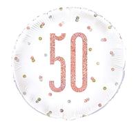 Unique Party - Globo de Cumpleaños 50-45 cm - Diseño de Oro Rosa Glitz (84904)