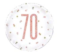 Unique Party - Globo de Cumpleaños 70-45 cm - Diseño de Oro Rosa Glitz (84907)