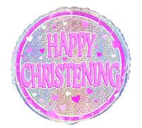 Unique Party - Globo de Foil Prismático de Bautizo Rosa - 45 cm (55537) , color/modelo surtido