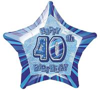 Unique Party-Globo foil cumpleaños Happy 40th Birthday, color azul, edad 40 (55131)