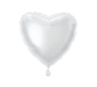 Unique Party- Globo foil helio corazón, Color blanco, 45 cm (52961) , color/modelo surtido
