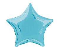 Unique Party- Globo foil helio estrella, Color azul claro, 50 cm (53328) , color/modelo surtido