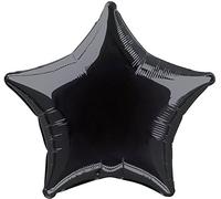 Unique Party- Globo foil helio estrella, Color negro, 50 cm (53330) , color/modelo surtido