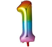 Unique Party - Globo Gigante de Foil Número 1 - 86 cm - Color Arcoíris (56801) , color/modelo surtido