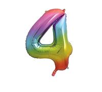 Unique Party - Globo Gigante de Foil Número 4 - 86 cm - Color Arcoíris (56804) , color/modelo surtido