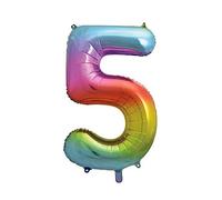 Unique Party - Globo Gigante de Foil Número 5 - 86 cm - Color Arcoíris (56805) , color/modelo surtido