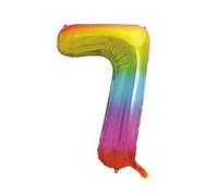 Unique Party - Globo Gigante de Foil Número 7 - 86 cm - Color Arcoíris (56807) , color/modelo surtido