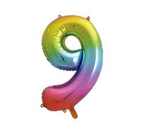 Unique Party - Globo Gigante de Foil Número 9 - 86 cm - Color Arcoíris (56809) , color/modelo surtido