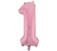 Unique Party- Globo gigante número 1, Color rosa claro, 86.3 cm (54453) , color/modelo surtido