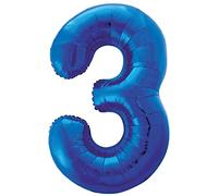 Unique Party- Globo gigante número 3, Color azul, 86 cm (55743) , color/modelo surtido