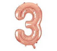 Unique Party- Globo gigante número 3, Color oro rosa, 86 cm (55873) , color/modelo surtido