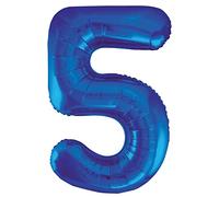 Unique Party- Globo gigante número 5, Color azul, 86 cm (55745) , color/modelo surtido