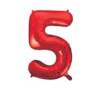 Unique Party- Globo gigante número 5, Color rojo, 86 cm (55855) , color/modelo surtido