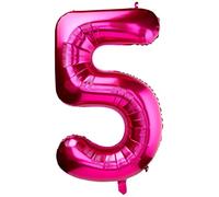 Unique Party- Globo gigante número 5, Color rosa, 86 cm (55735) , color/modelo surtido
