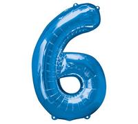 Unique Party- Globo gigante número 6, Color azul, 86 cm (55746) , color/modelo surtido