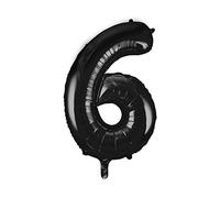 Unique Party- Globo gigante número 6, Color negro, 86 cm (55866) , color/modelo surtido