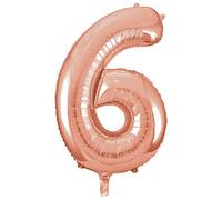 Unique Party- Globo gigante número 6, Color oro rosa, 86 cm (55876) , color/modelo surtido