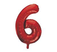 Unique Party- Globo gigante número 6, Color rojo, 86 cm (55856) , color/modelo surtido