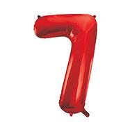 Unique Party- Globo gigante número 7, Color rojo, 86 cm (55857) , color/modelo surtido