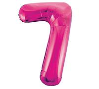 Unique Party- Globo gigante número 7, Color rosa, 86 cm (55737) , color/modelo surtido