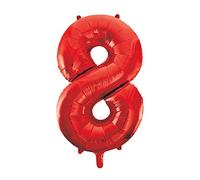 Unique Party- Globo gigante número 8, Color rojo, 86 cm (55858) , color/modelo surtido