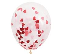 Unique Party - Globos de Confeti de San Valentín - 40 cm - Confeti en forma de Corazón Rosa y Rojo - Paquete de 5 (57081)