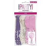 Unique Party - Globos de Cumpleaños 21 de Látex - 30 cm - Diseño de Rosa y Plateado Glitz - Paquete de 6 (83410)