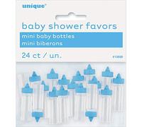 Unique Party - Juegos de Fiesta de Baby Shower - 2,5 cm - Biberón de Plástico Azul - Paquete de 24 (13939)