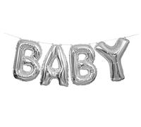 Unique Party - Kit de Banner de Globo de Carta - "Baby" - Color Plata (53676)