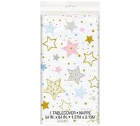 Unique Party - Mantel de Plástico - 2,13 m x 1,37 m - Diseño de Centelleo Centelleo Pequeño Estrella (72413)