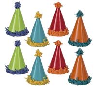 Unique Party - Mini Gorros de Fiesta - Diseño de Pom Pom - Paquete de 8 (63602), color/modelo surtido