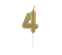 Unique Party - Mini Vela de Cumpleaños Número 4 de Oro (19954)