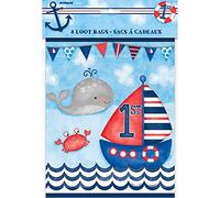 Unique Party - Pack de 8 bolsitas para fiestas con diseño náutico 1st cumpleaños (Talla Única) (Multicolor)