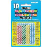 Unique Party Paquete de 10 Velas de cumpleaños mágicas, diseño de Diamante (9806) , Modelos/colores Surtidos, 1 Unidad
