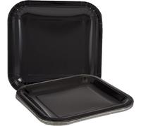 Unique Party- Paquete de 14 platos cuadrados de papel, Color negro, 23 cm (32060)