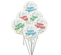 Unique Party- Paquete de 6 globos confetti de cumpleaños, Multicolor, 30 cm (58113) , color/modelo surtido