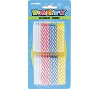 Unique Party Paquete de 72 Velas de cumpleaños, Multicolor, Pack of 72 (34014) , Modelos/colores Surtidos, 1 Unidad