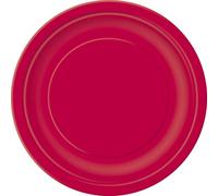 Unique Party - Platos de Papel - 17.1 cm - Rojo - Paquete de 20 (31454)