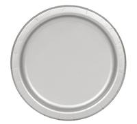 Unique Party - Platos de Papel - 23 cm - Plata - Paquete de 16 (33448)