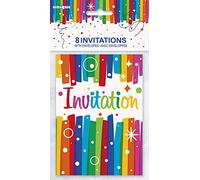 Unique- Party Supply Invitaciones para Fiesta, 8 Unidades, estampado de letras, Multicolor, Talla única (49574)